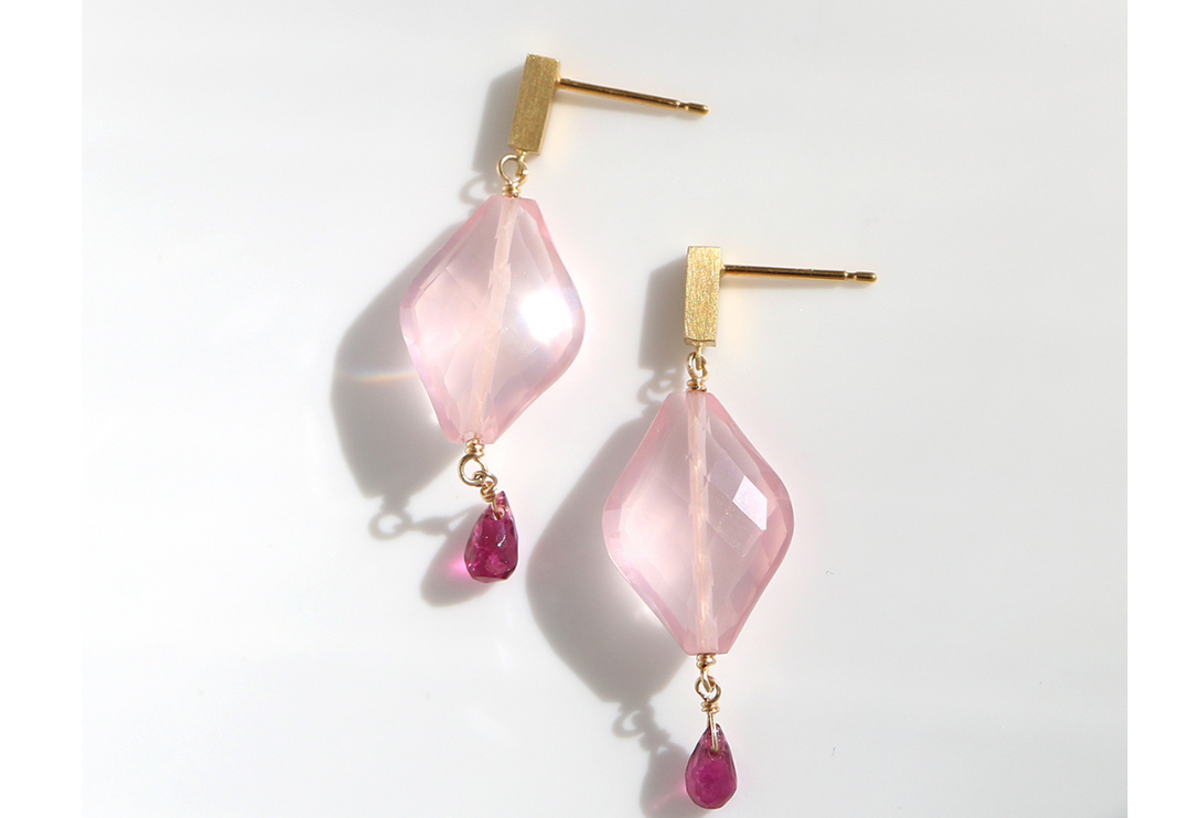 ‐New item ‐【luxe Essence 】ショートピアス　さくら　ピンクトルマリン