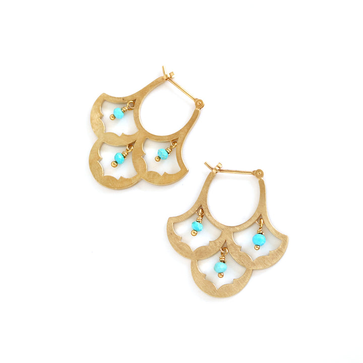 luxe パターンピアス ターコイズ ゴールド