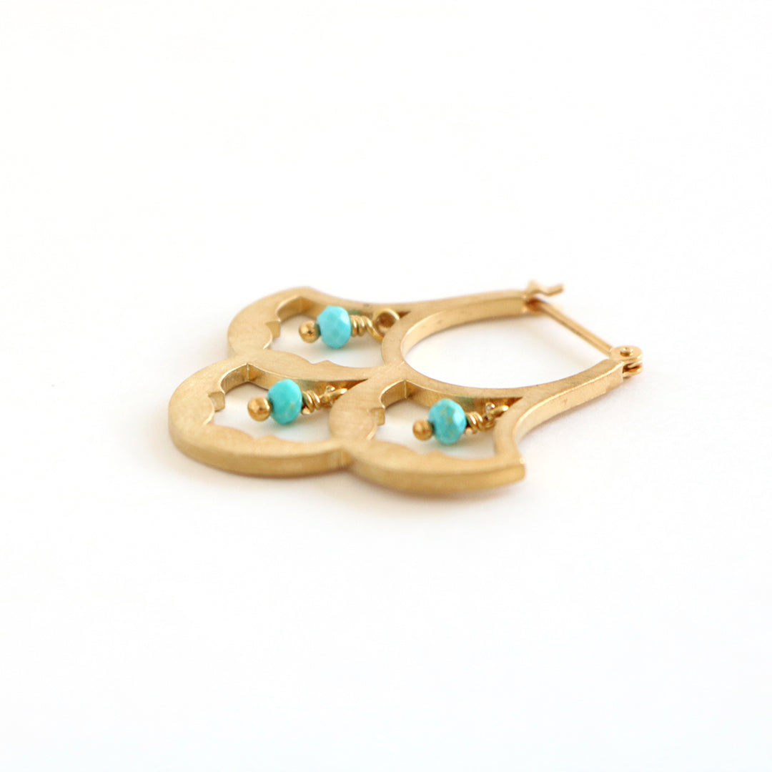 luxe パターンピアス ターコイズ ゴールド