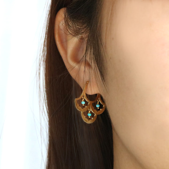 luxe パターンピアス ターコイズ ゴールド