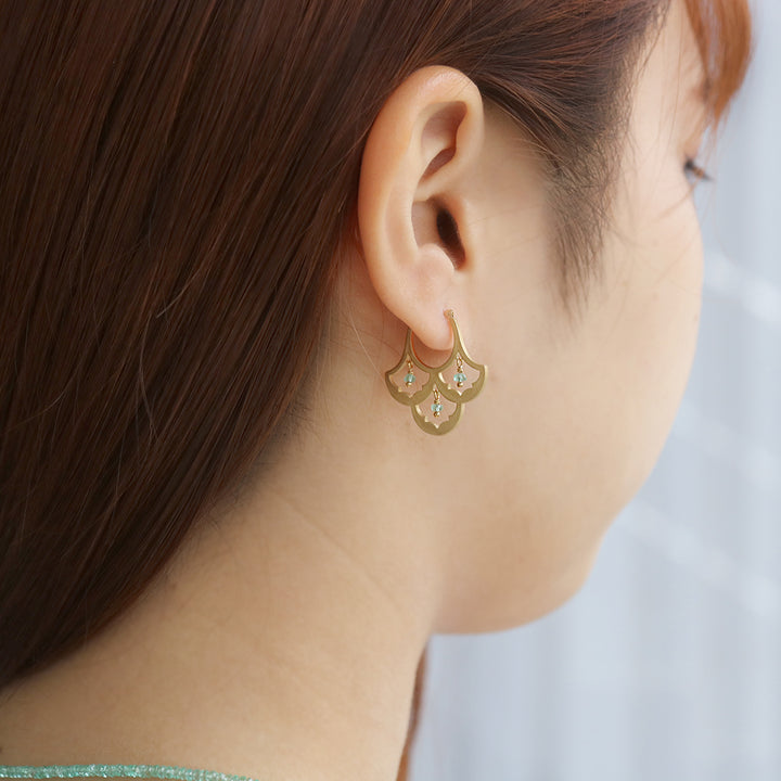luxe パターンピアス エメラルド