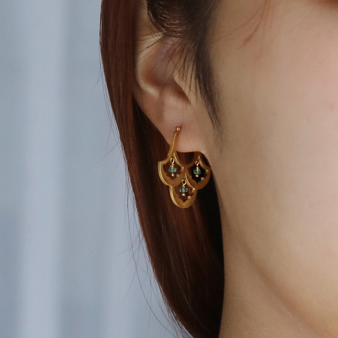 luxe パターンピアス エメラルド