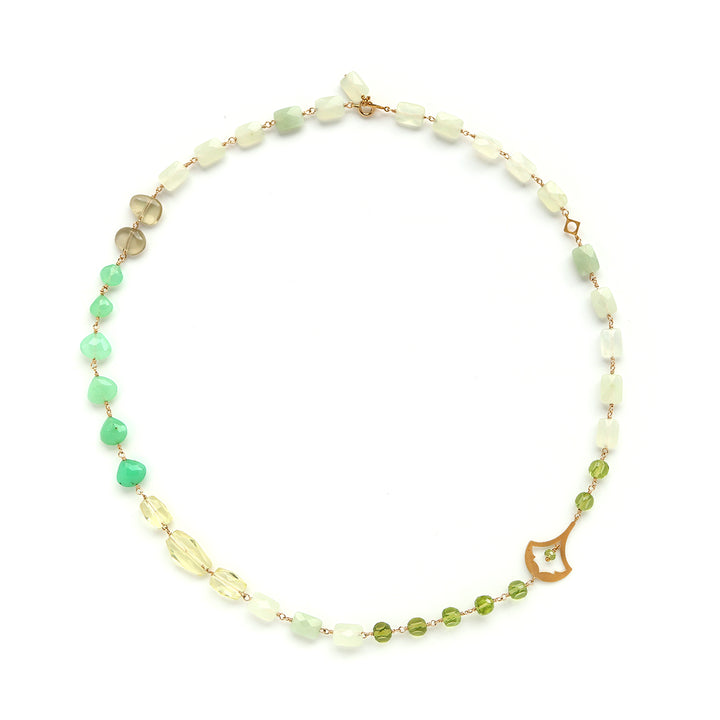 luxe パターンモチーフネックレス ペリドット&クリソプレーズ【オーダー制作】
