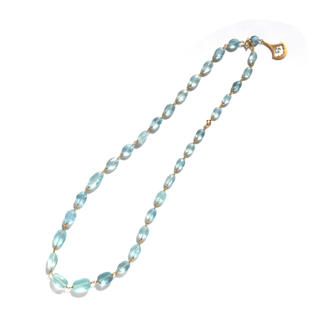 luxe ネックレス　アクアマリン＆パターンモチーフ