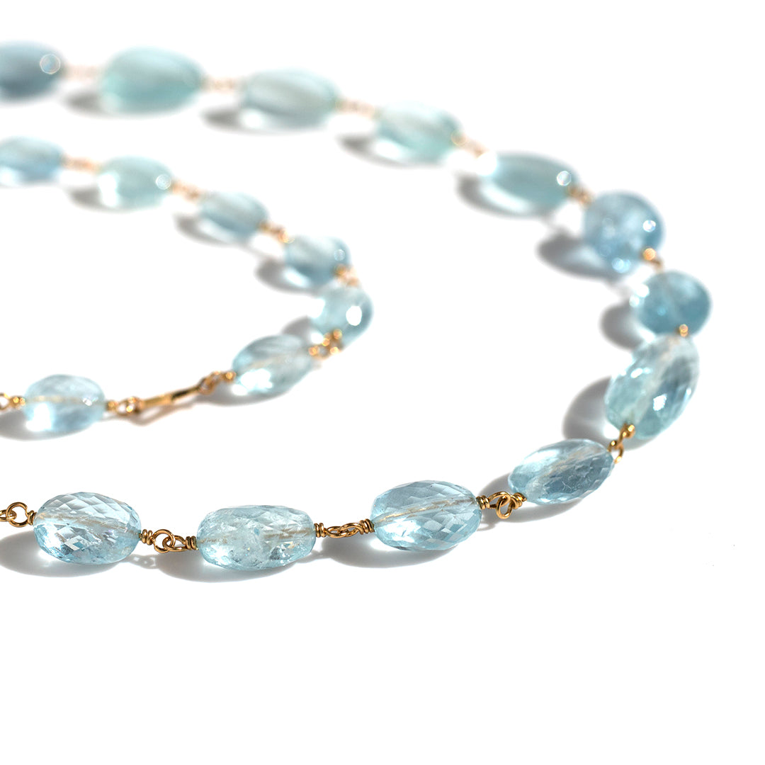 luxe ネックレス　アクアマリン＆パターンモチーフ