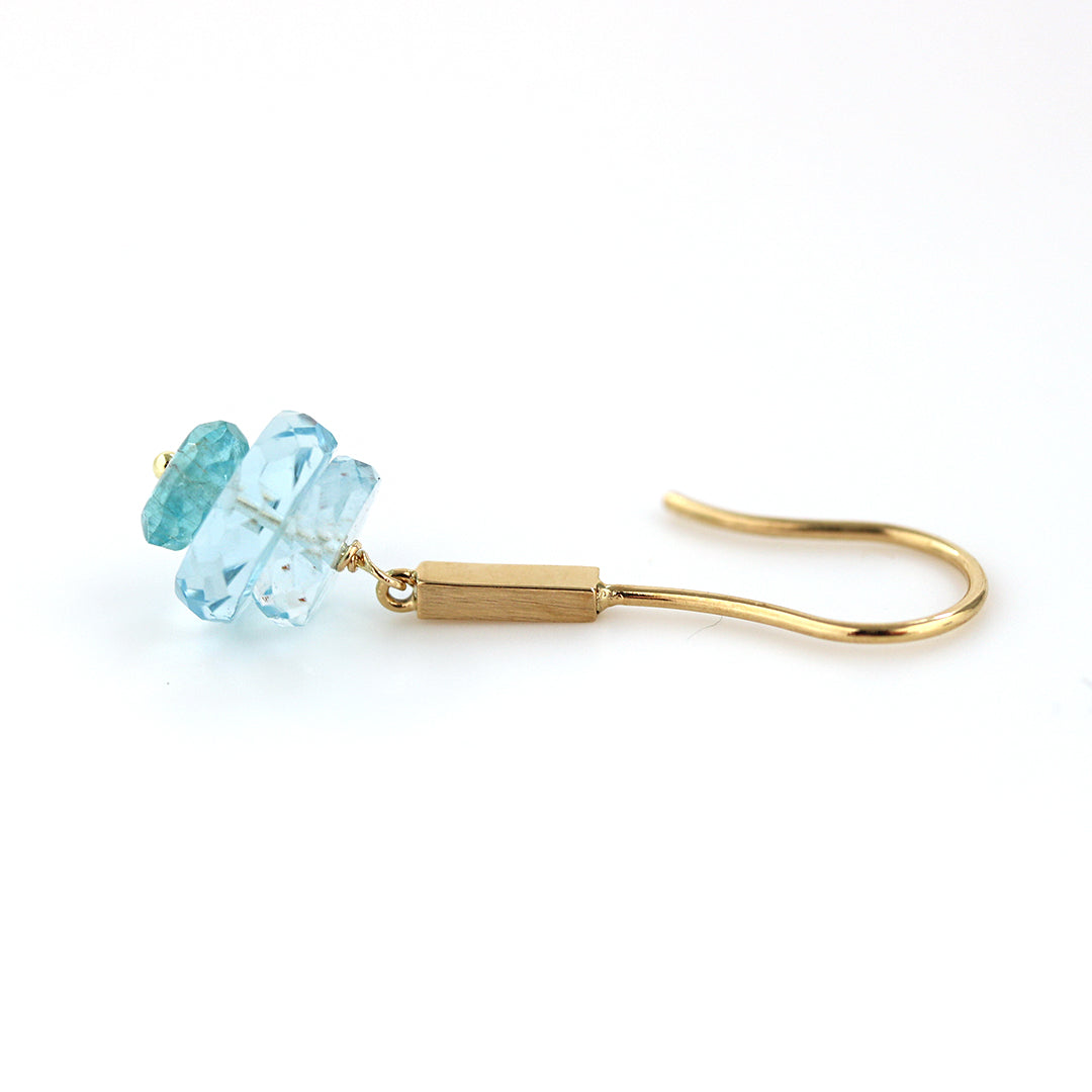 luxe Essence K18ピアス　アクアマリン＆アパタイト