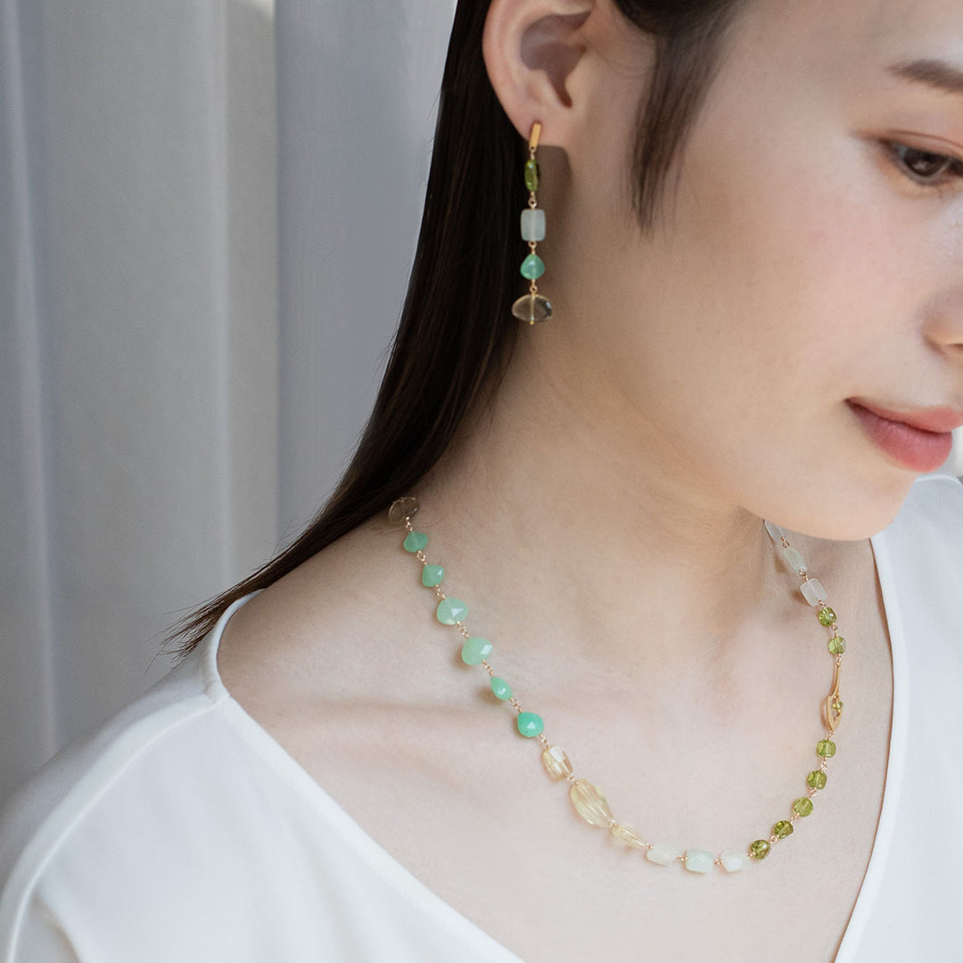 luxe パターンモチーフネックレス ペリドット&クリソプレーズ【オーダー制作】