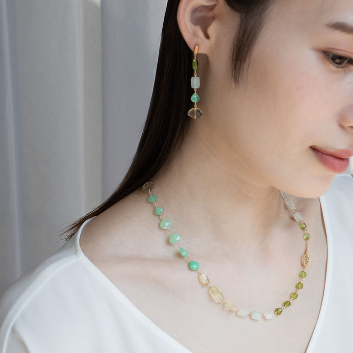 luxe パターンモチーフネックレス ペリドット&クリソプレーズ【オーダー制作】