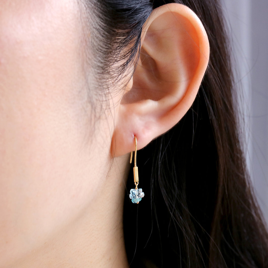luxe Essence K18ピアス　アクアマリン＆アパタイト