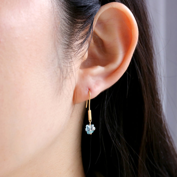 luxe Essence K18ピアス　アクアマリン＆アパタイト