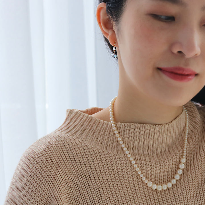 luxe Essence ピアス ロンドンブルートパーズ&芥子パール