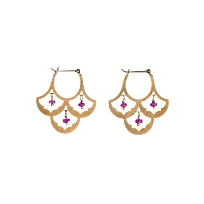 luxe パターンピアス　ルビー ゴールド