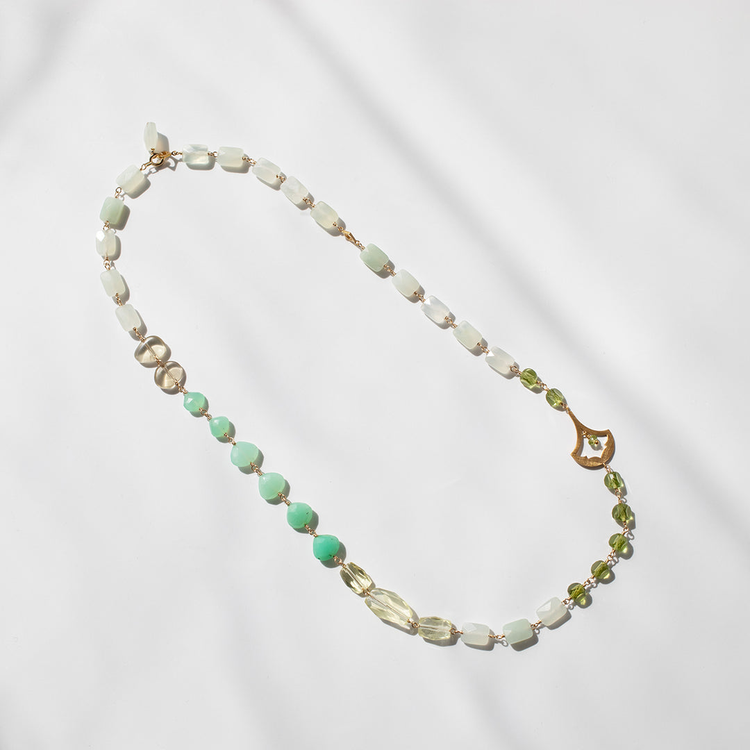 luxe パターンモチーフネックレス ペリドット&クリソプレーズ【オーダー制作】