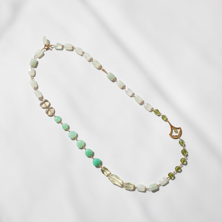 luxe パターンモチーフネックレス ペリドット&クリソプレーズ【オーダー制作】